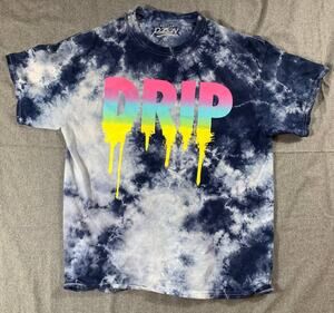 Popular Poison Tie Dye Drip Shirt Adult Large Blue Casual T Shirt